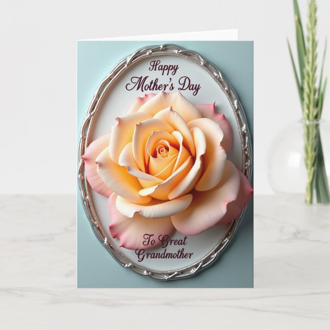 Peach Rose Great Grandma Card (Front)