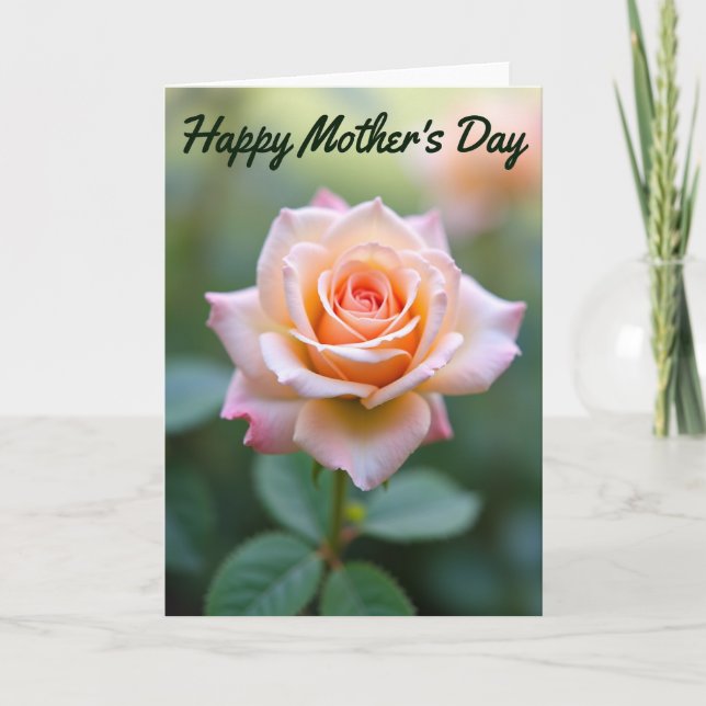 Peach Rose Happy Mothers Day Card (Front)