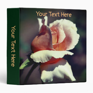 Peach Rose In Sunlight Floral Personalized 3 Ring Binder