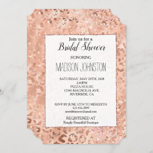 Peach Rose Leopard Glitz Invitation