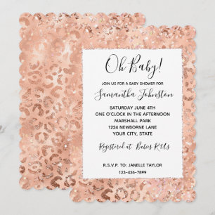 Peach Rose Leopard Glitz Invitation