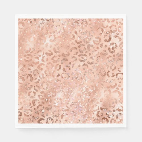 Peach Rose Leopard Glitz Napkins