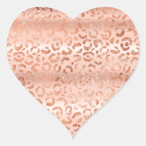 Peach Rose Leopard Heart Sticker