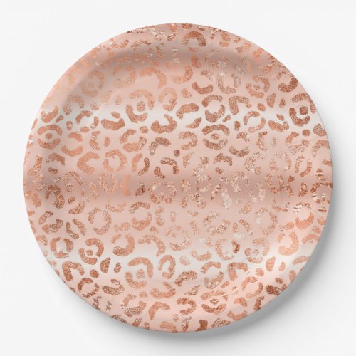Peach Rose Leopard Paper Plates