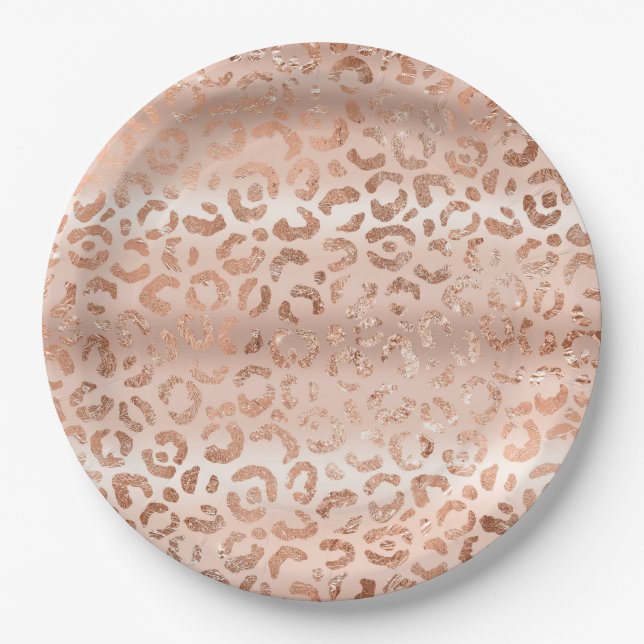 Peach Rose Leopard Paper Plates (Front)