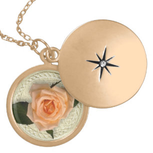 Peach Rose Locket Necklace