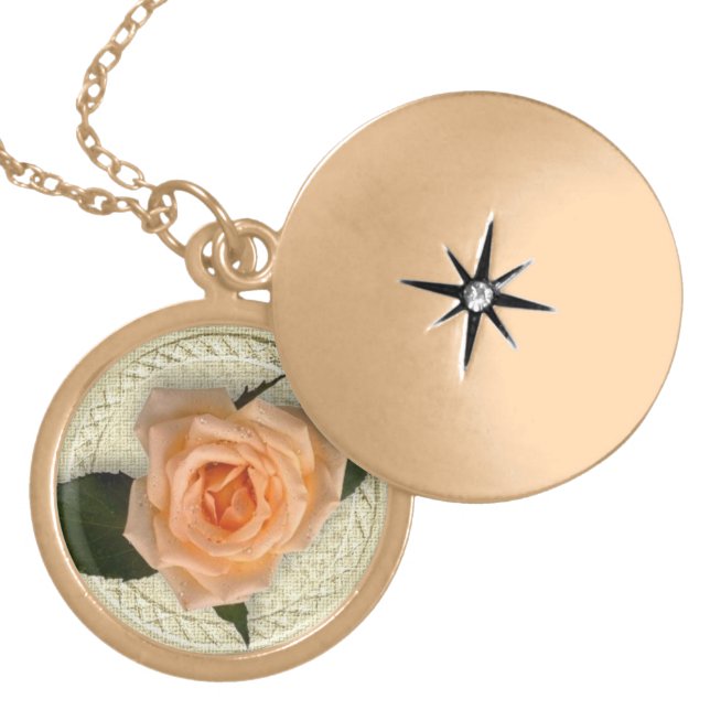 Peach Rose Locket Necklace (Front)