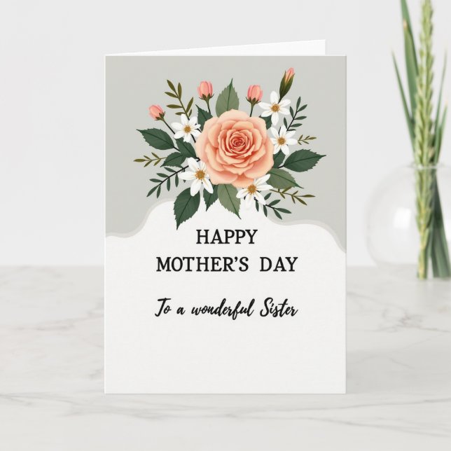 Peach Rose Mothers Day Art Card (Front)