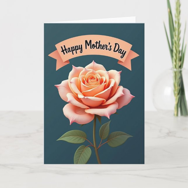 Peach Rose Mothers Day Card (Front)