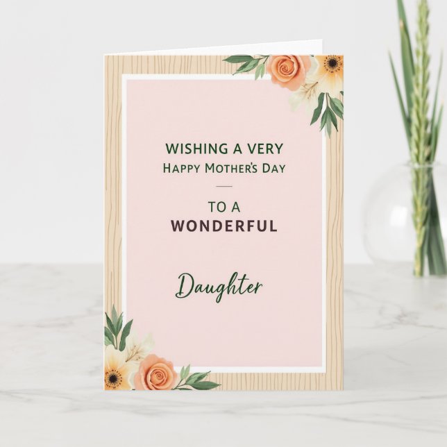 Peach Rose Mothers Day Daughter Card (Front)