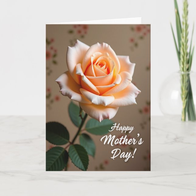 Peach Rose Mothers Day Floral Card (Front)