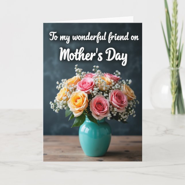 Peach Rose Mothers Day Friend Card (Front)