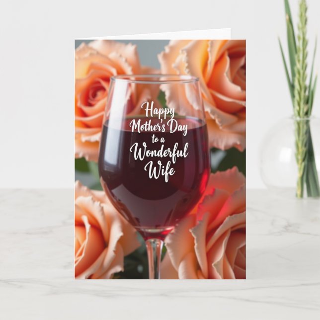 Peach Rose Mothers Day Glass Card (Front)