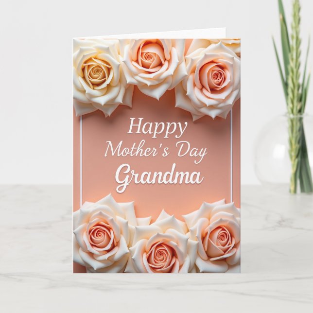 Peach Rose Mothers Day Grandma Card (Front)