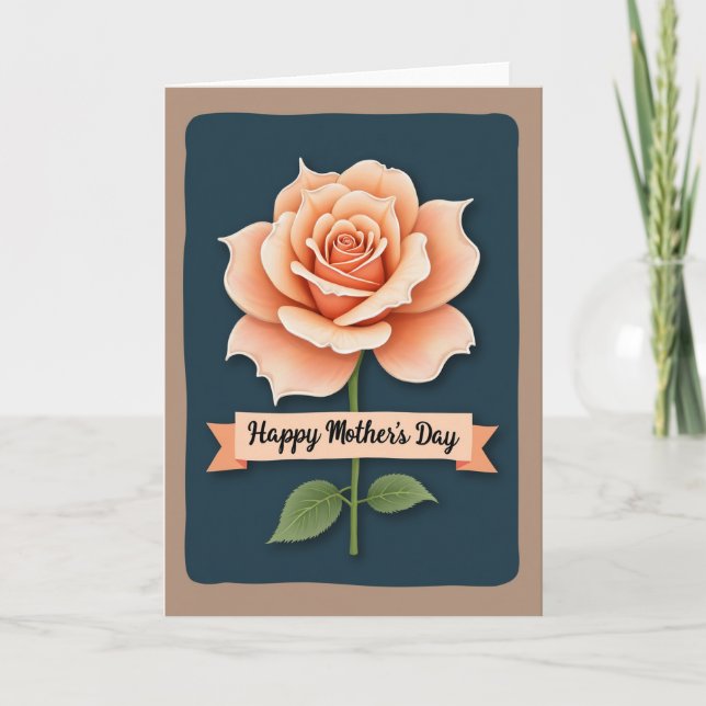 Peach Rose Mothers Day Greeting Card (Front)