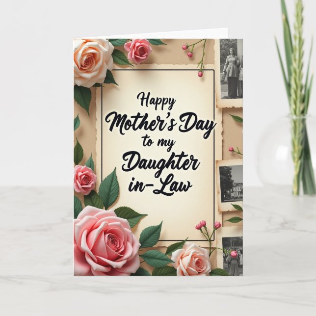 Peach Rose Mothers Day Image Card (Front)