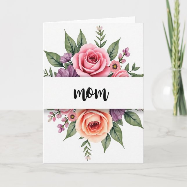 Peach Rose Mothers Loving Day Card (Front)