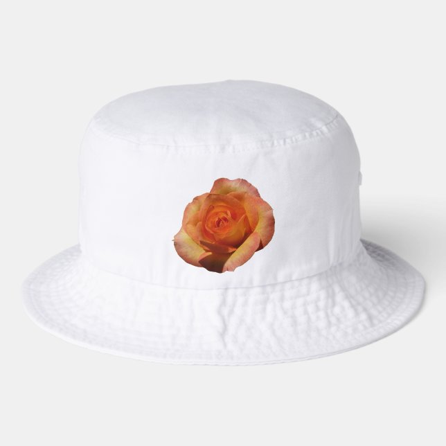 Peach Rose Orange Floral Photography Bucket Hat (Front)