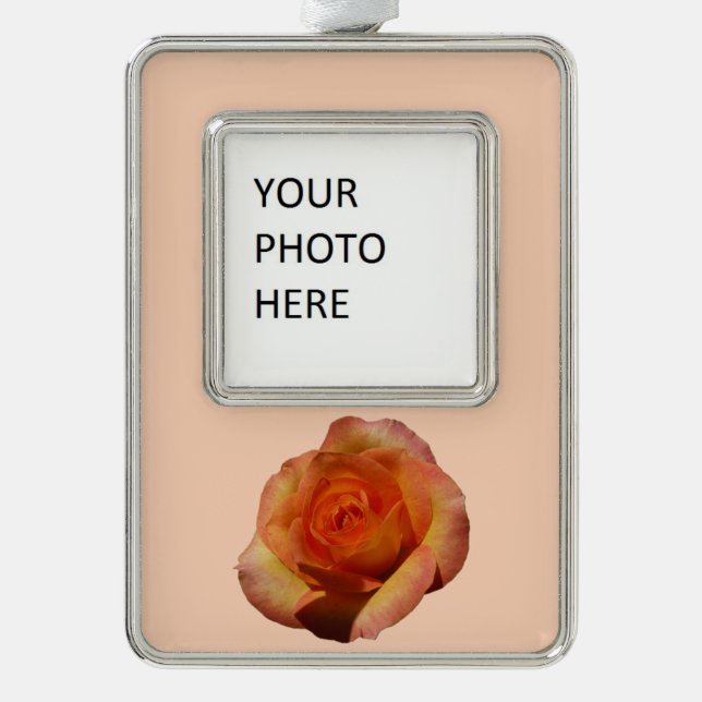Peach Rose Orange Floral Photography Christmas Ornament (Front)