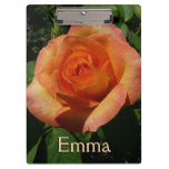 Peach Rose Orange Floral Photography Clipboard
