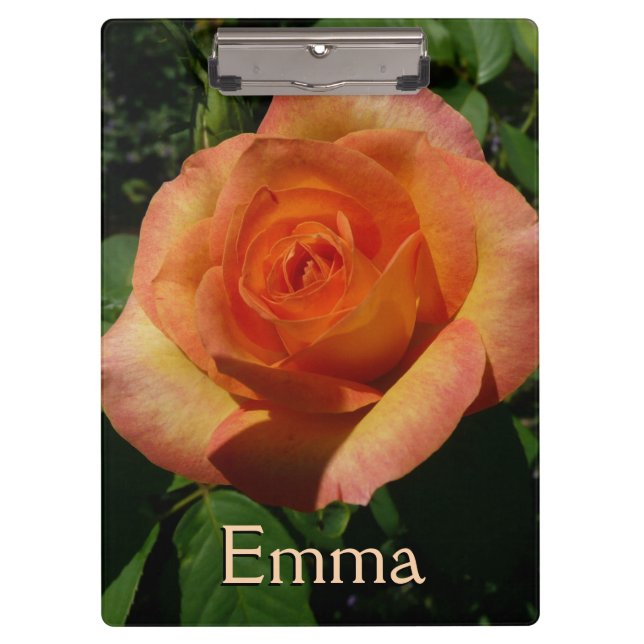 Peach Rose Orange Floral Photography Clipboard (Front)