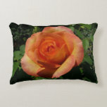 Peach Rose Orange Floral Photography Decorative Pillow