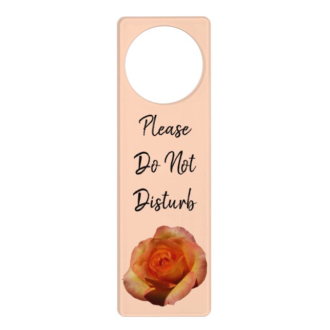 Peach Rose Orange Floral Photography Door Hanger (Front)