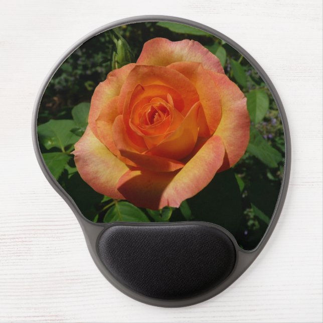 Peach Rose Orange Floral Photography Gel Mouse Pad (Front)