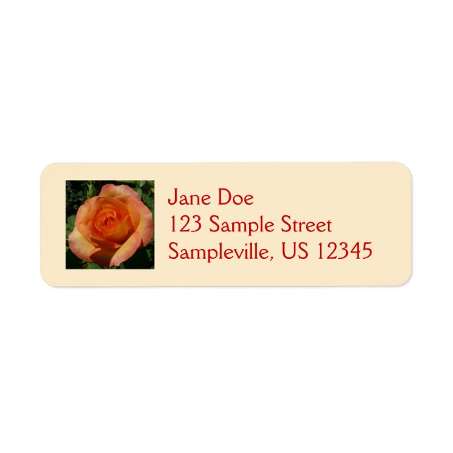 Peach Rose Orange Floral Photography Label (Front)