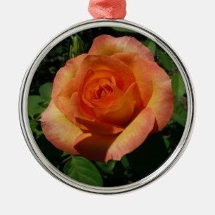 Peach Rose Orange Floral Photography Metal Ornament