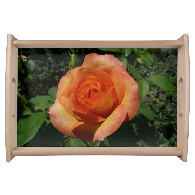 Peach Rose Orange Floral Photography Serving Tray (Front)