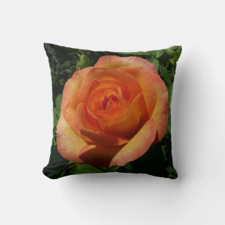 Peach Rose Orange Floral Photography Throw Pillow