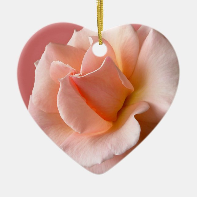 Peach Rose Ornament Personalized Rose Decorations (Front)