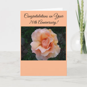 Peach Rose Personalised 70th Wedding Anniversary Card