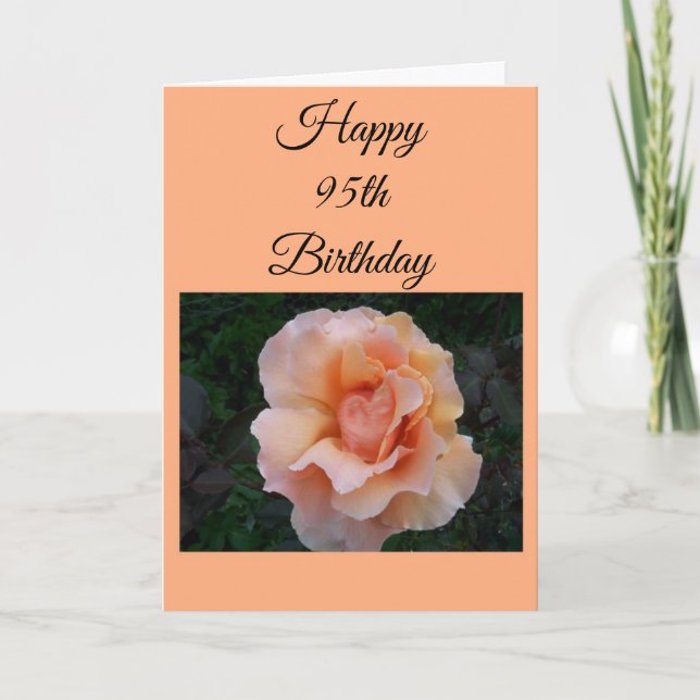 Peach Rose Personalised 95th Birthday Card (Front)
