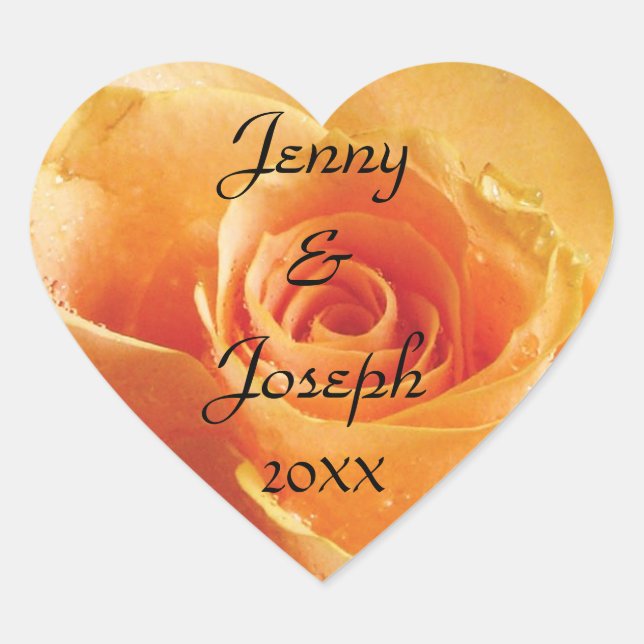 Peach Rose Personalized Wedding Sticker (Front)