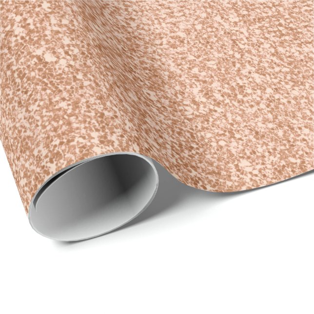Peach Rose Pink Gold Shiny Metallic Glass Minimal Wrapping Paper (Roll Corner)
