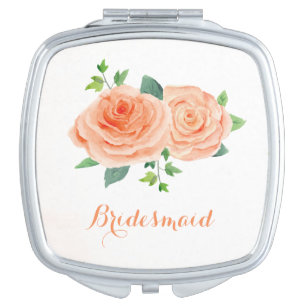 Peach Rose Pretty Watercolor Makeup Mirror