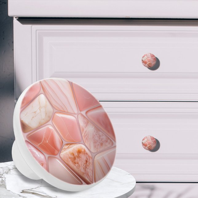 Peach Rose quartz Abstract Cellular Art Ceramic Knob (Creator Uploaded)