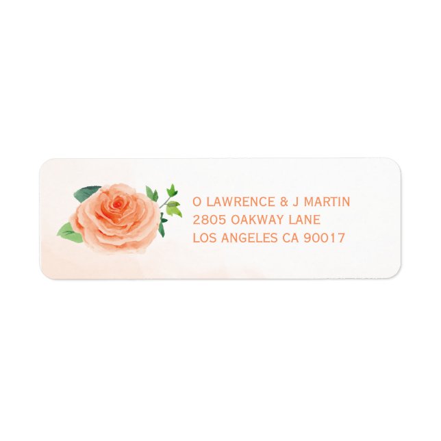Peach Rose Return Address Labels (Front)