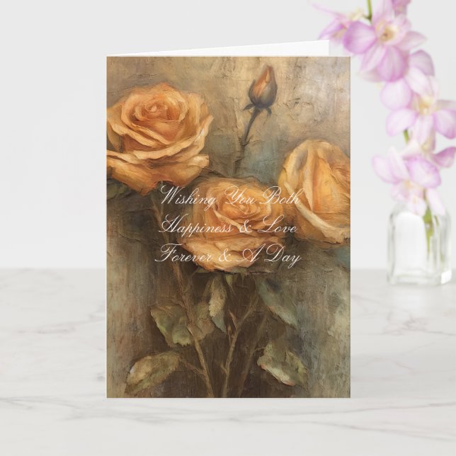 Peach Rose Romantic Wedding Floral Card (Orchid)