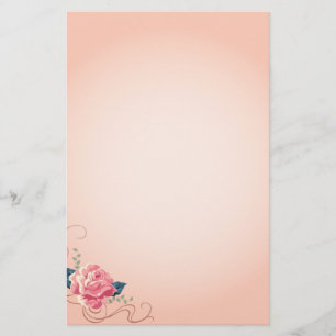 Peach Rose Stationary Stationery