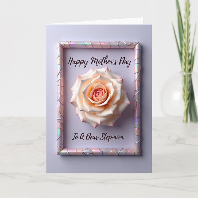 Peach Rose Stepmom Mothers Day Card (Front)