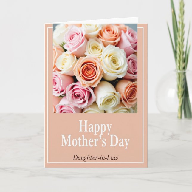 Peach Rose Sweet Mothers Day Card (Front)