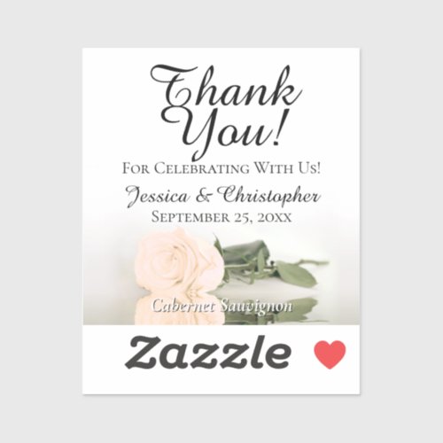Peach Rose Thank You Wedding Mini Bottle Label