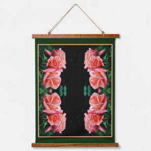 Peach Rose Trio Abstract Art Hanging Tapestry