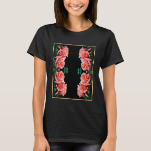 Peach Rose Trio Abstract Floral Art T-Shirt