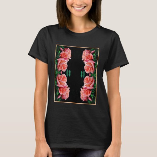 Peach Rose Trio Abstract Floral Art  T_Shirt