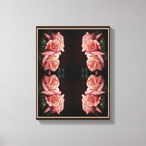 Peach Rose Trio Abstract Floral Vintage Canvas Print