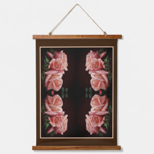Peach Rose Trio Abstract Floral Vintage Hanging Tapestry